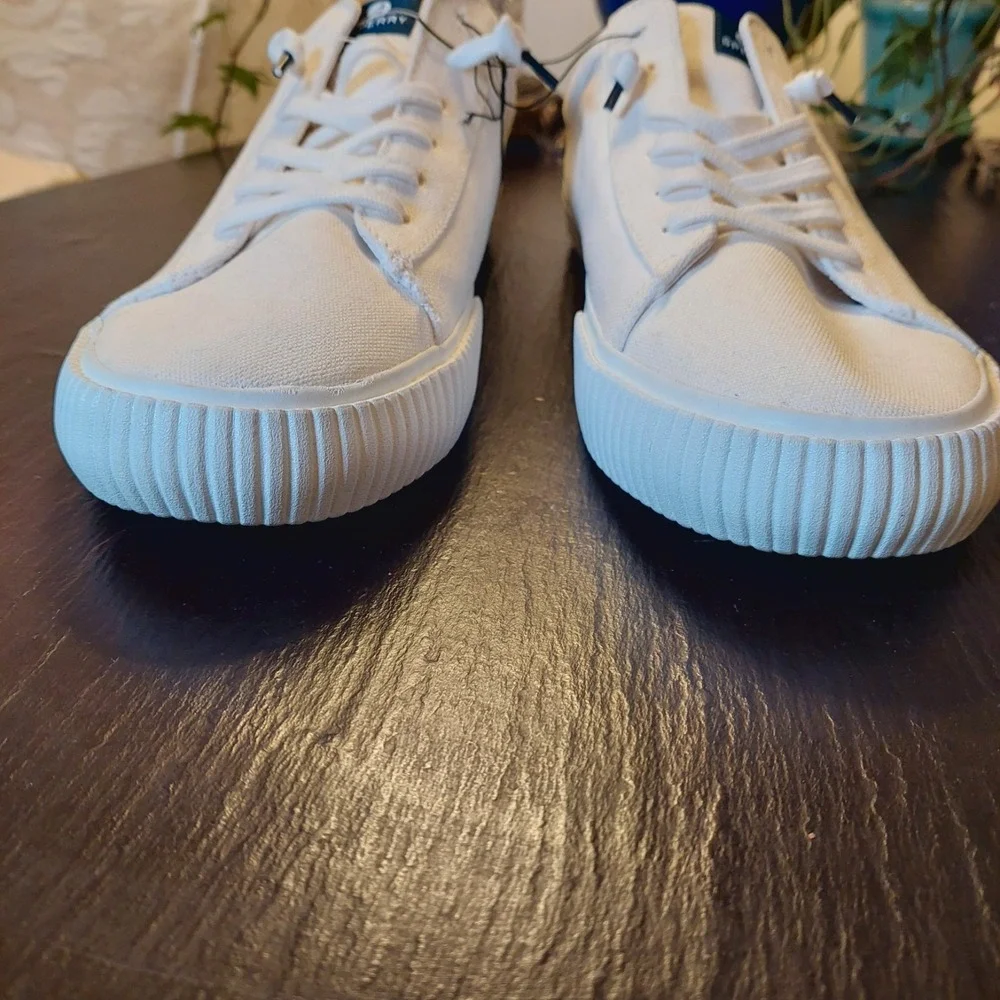 NEW! Sperry Women's Seabed LTT Canvas Sneakers White/Silver 10399093 Size 9.5M